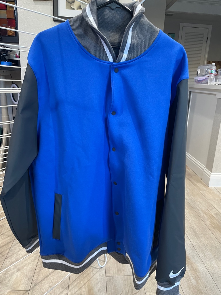 Nike Royal Blue And Gray Varsity Bomber Jacket